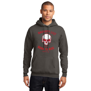 Born to Ride - Adult Fleece Hoodie in Charcoal and Red Print | thenaughtylist.com