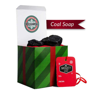Large Lump of Coal Soap - "Mistletoe" packaging available at http://www.thenaughtylist.com