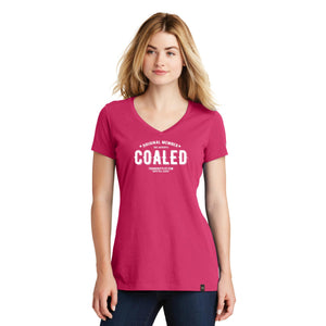 "Original Member" Coaled - Ladies V Neck T-shirt in Pink and Graphite