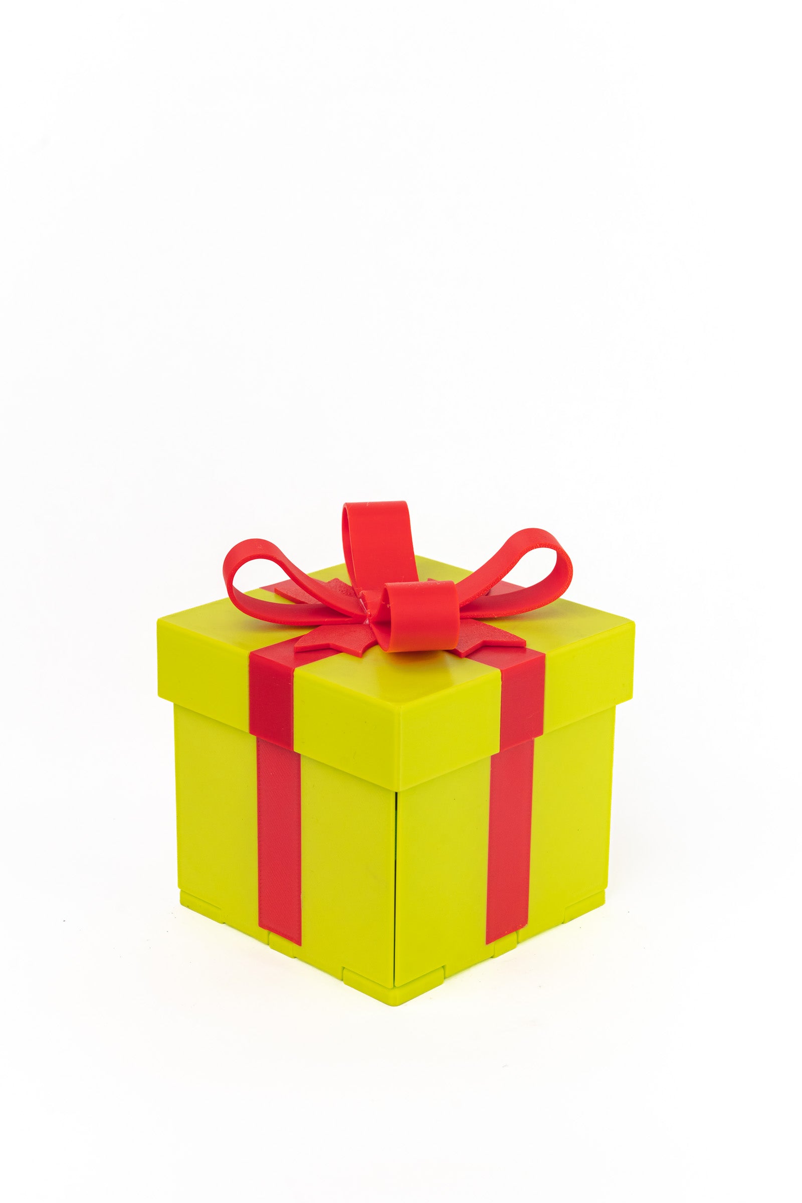 Grinchy closed gift box with a red bow