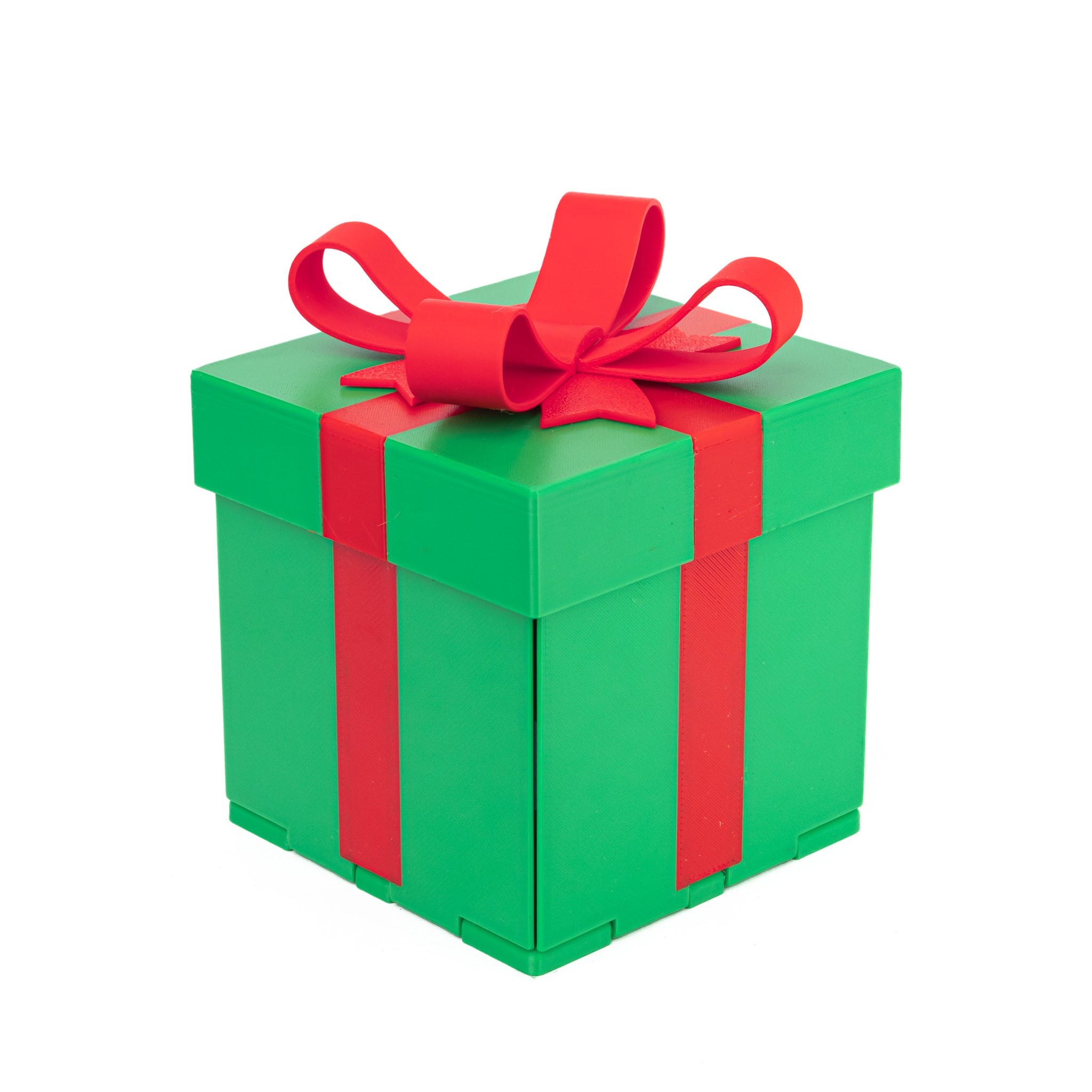 Mistletoe closed gift box with a red bow