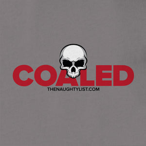 Coaled Skull - Adult Fleece Hoodie in Medium Grey and Red Print - Example 2 | thenaughtylist.com