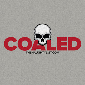 Coaled Skull - Men's T-shirt in Light Graphite with Red and Black Print - Example 2 | thenaughtylist.com