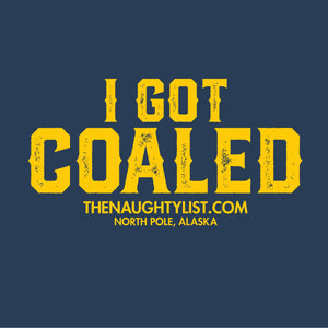 I Got Coaled - Men's T-shirt in Dark Royal Twist with Yellow Print - Example 2 | thenaughtylist.com