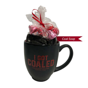 I Got Coaled | Coffee Cup & Coal Soap with Red Insert - Pic 3 | Gift Sets | www.thenaughtylist.com