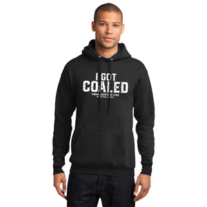 "I Got Coaled" Jet Black Hooded Fleece Pullover with White Print | thenaughtylist.com 