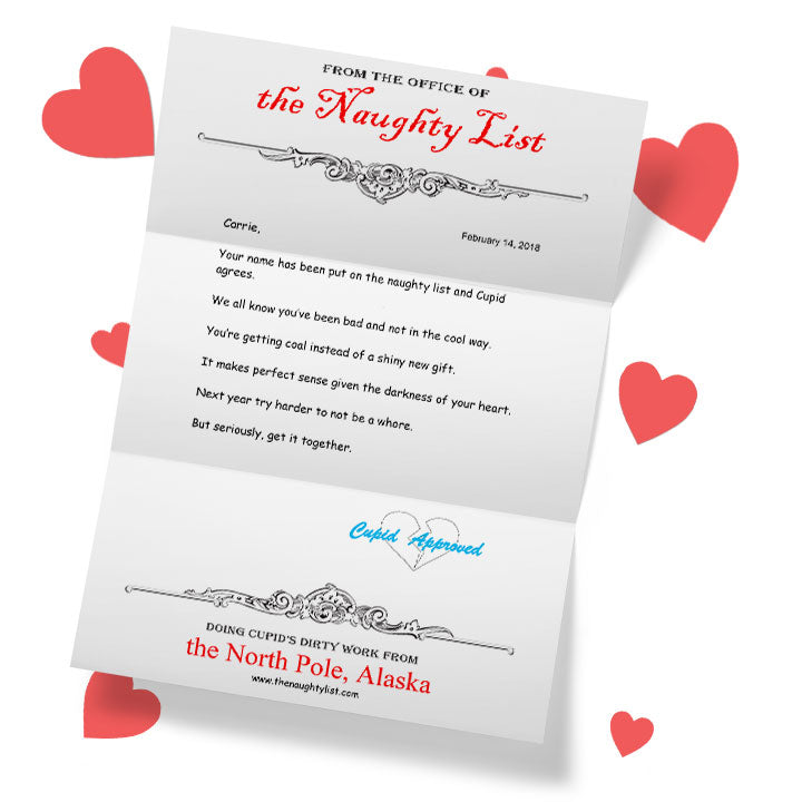 Personalized Letter from Cupid - The Naughty List
