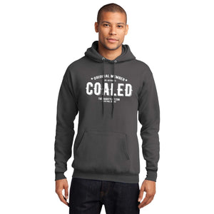 "Original Member" Coaled -  Adult Charcoal Hooded Fleece Pullover with White Print | thenaughtylist.com 