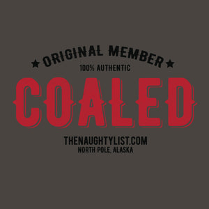 "Original Member" Coaled -  Charcoal Hooded Fleece Pullover with Black & Red Print Example 2 | thenaughtylist.com