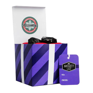 Large lump of coal - "Purple Prancer" packaging available at http://www.thenaughtylist.com